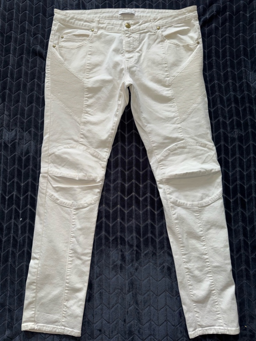 Pierre Balmain Mens Biker Style White Denim Jeans‎  Size 40